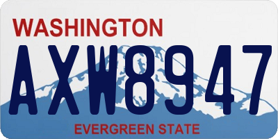 WA license plate AXW8947