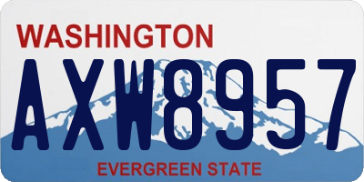 WA license plate AXW8957