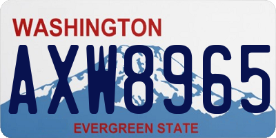 WA license plate AXW8965