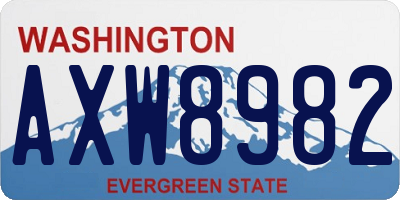 WA license plate AXW8982