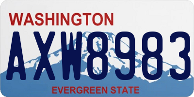 WA license plate AXW8983