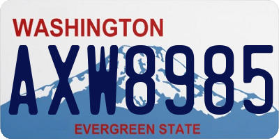 WA license plate AXW8985