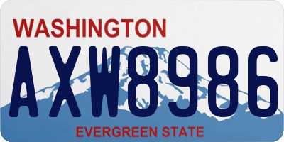 WA license plate AXW8986