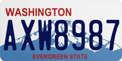 WA license plate AXW8987