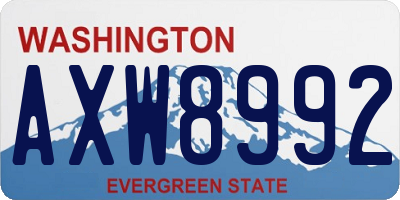 WA license plate AXW8992