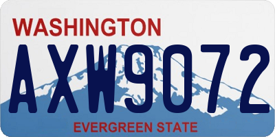 WA license plate AXW9072