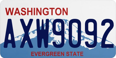 WA license plate AXW9092