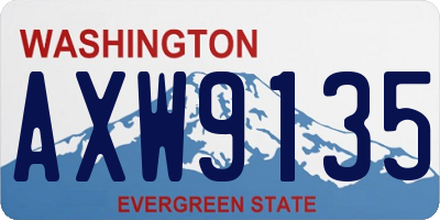 WA license plate AXW9135