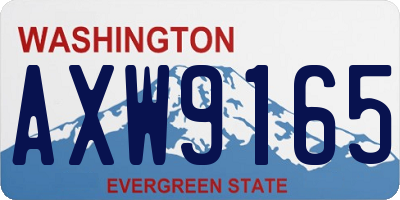 WA license plate AXW9165