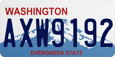 WA license plate AXW9192