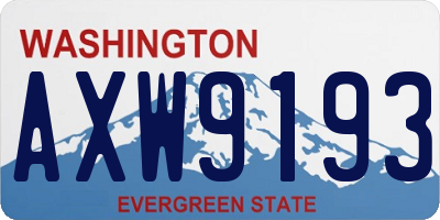 WA license plate AXW9193