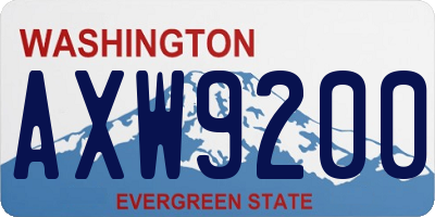 WA license plate AXW9200