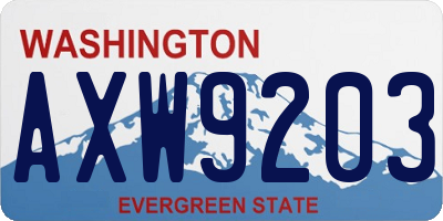 WA license plate AXW9203