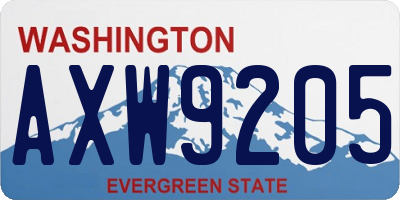 WA license plate AXW9205
