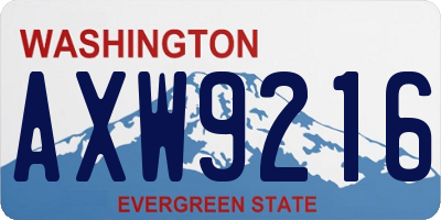 WA license plate AXW9216