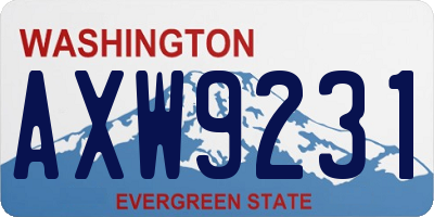 WA license plate AXW9231