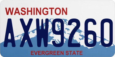WA license plate AXW9260