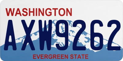 WA license plate AXW9262