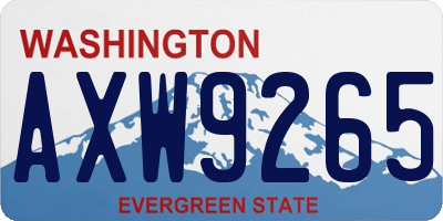 WA license plate AXW9265