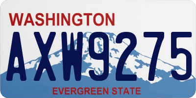 WA license plate AXW9275