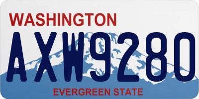WA license plate AXW9280