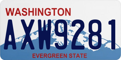 WA license plate AXW9281