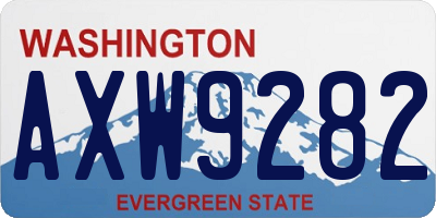 WA license plate AXW9282