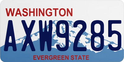 WA license plate AXW9285