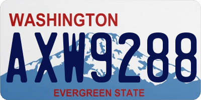 WA license plate AXW9288