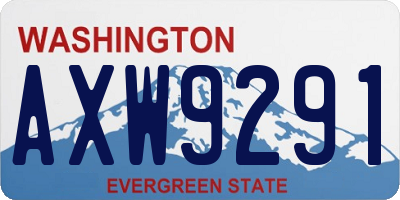 WA license plate AXW9291