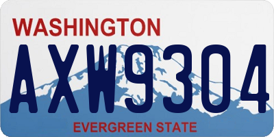 WA license plate AXW9304