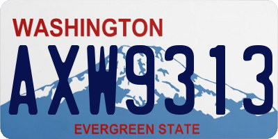 WA license plate AXW9313
