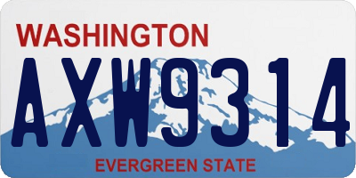 WA license plate AXW9314