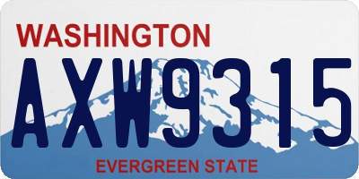 WA license plate AXW9315
