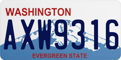 WA license plate AXW9316