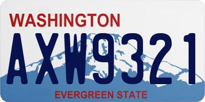 WA license plate AXW9321