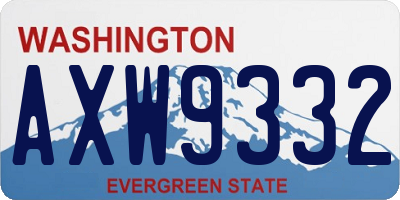 WA license plate AXW9332
