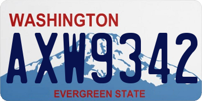 WA license plate AXW9342