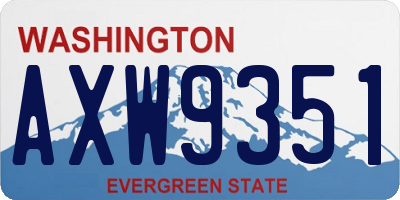 WA license plate AXW9351