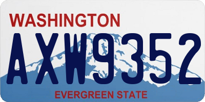 WA license plate AXW9352