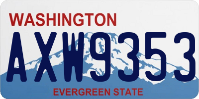 WA license plate AXW9353