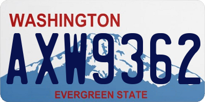 WA license plate AXW9362