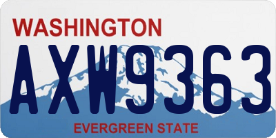 WA license plate AXW9363