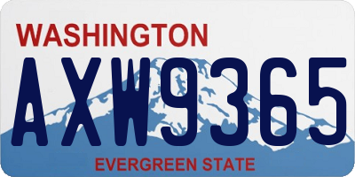 WA license plate AXW9365