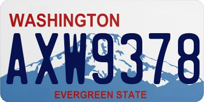 WA license plate AXW9378