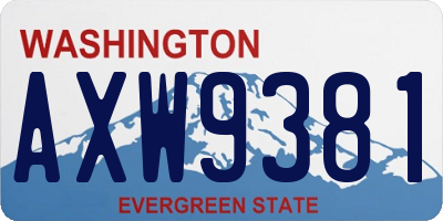 WA license plate AXW9381