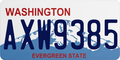 WA license plate AXW9385