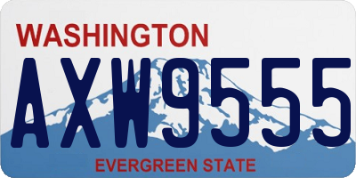 WA license plate AXW9555