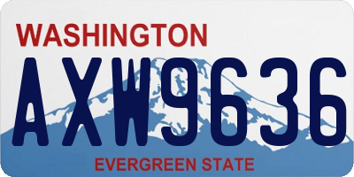 WA license plate AXW9636