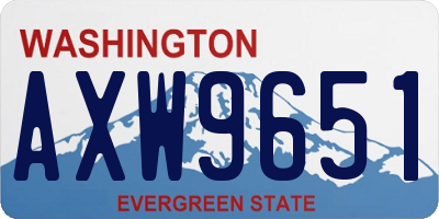WA license plate AXW9651
